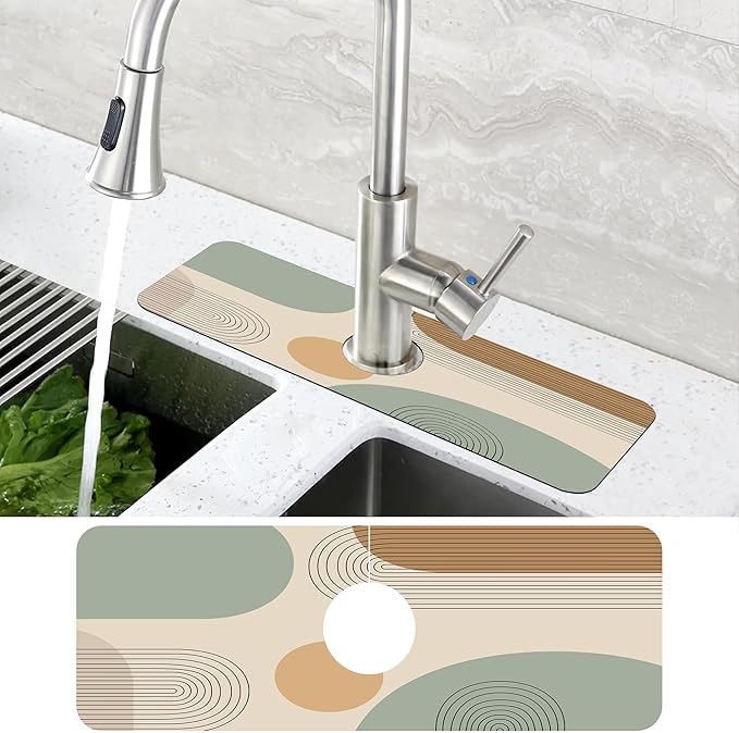 Abstract Minimalistic Geometric Kitchen Sink Splash Guard Mat Absorbent Fast - Image 4