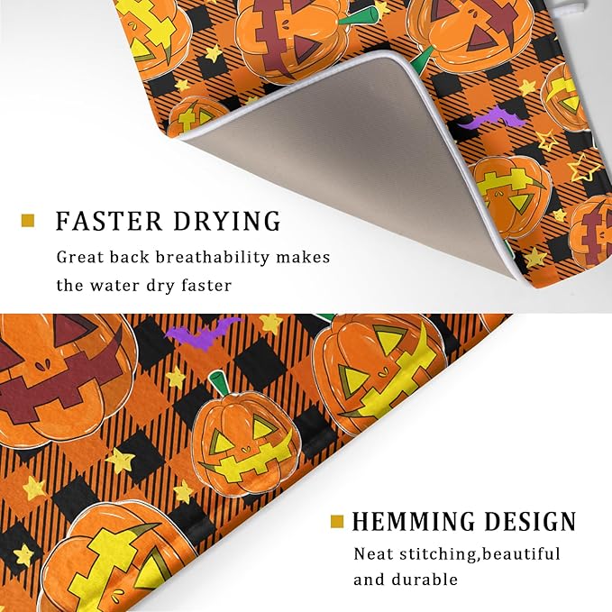 Giwawa Halloween Dish Drying Mat, Large Absorbent Fast Drying Dish Drying Pad - Image 3