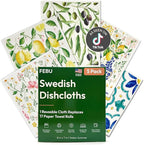 FEBU Swedish Dishcloths for Kitchen | 5 Pack Italian Summer Reusable Paper by FEBU