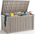 200 Gallon Resin Deck Box, Lockable Patio Outdoor Storage Box for Furniture, Garden Tools and Tools Storage, Waterproof Outside Storage Boxes - Grey by OutdoorLivingPerfected