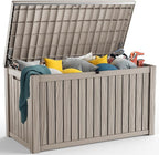 200 Gallon Resin Deck Box, Lockable Patio Outdoor Storage Box for Furniture, Garden Tools and Tools Storage, Waterproof Outside Storage Boxes - Grey by OutdoorLivingPerfected