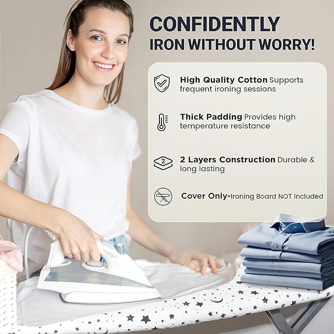 Ironing Board Cover and Pad 15"x54" Extra Thick Natural Cotton, Scorch and - Image 5