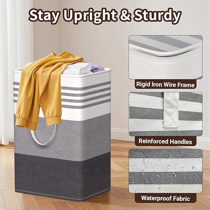 WOWBOX 2 Pack Laundry Hampers Baskets, Freestanding Dirty Clothes Hampers - Image 3