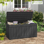 Patiowell 82 Gallon Resin Deck Box, Waterproof Large Wood Look Storage Box for Patio Furniture, Pool Accessories, Garden Tools and Sports Equipment, Lockable, Black - Image 2