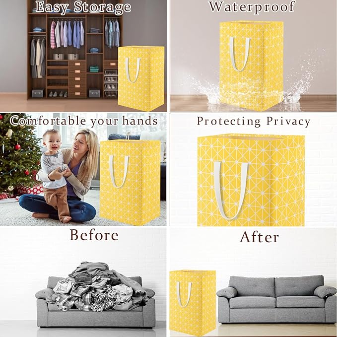 Waterproof Laundry Hamper Collapsible Laundry Basket Leather Handle Laundry Bag - Image 3