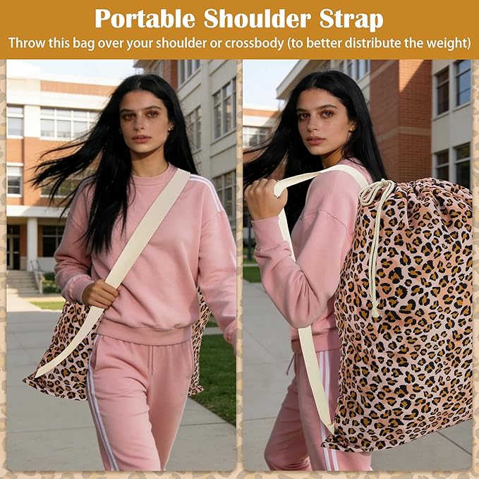 Canvas Laundry Bag with shoulder Strap 24"Wx 29"H, Large Drawstring Dirty - Image 5