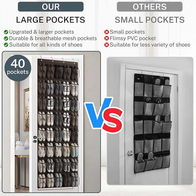 40-Pocket Over the Door Shoe Organizer - Image 2