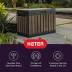 Keter Signature Everwood 50 Gallon Resin Deck Box for Outdoor Storage – Weather‑Resistant Balcony & Patio Box for Cushions, Throw Pillows & Garden Tools, Walnut - Image 7