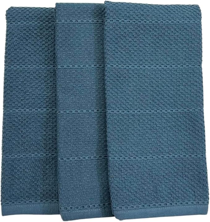 Serafina Home Teal Dark Blue Kitchen Dish Hand Towels 100% Cotton Cloth Soft - Image 7