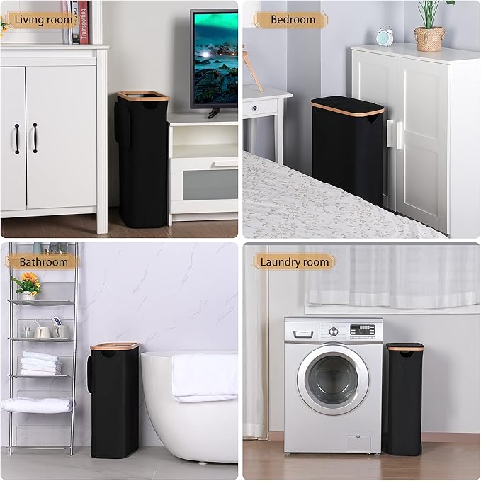 60L Slim Laundry Hamper, Narrow Laundry Basket - Image 6