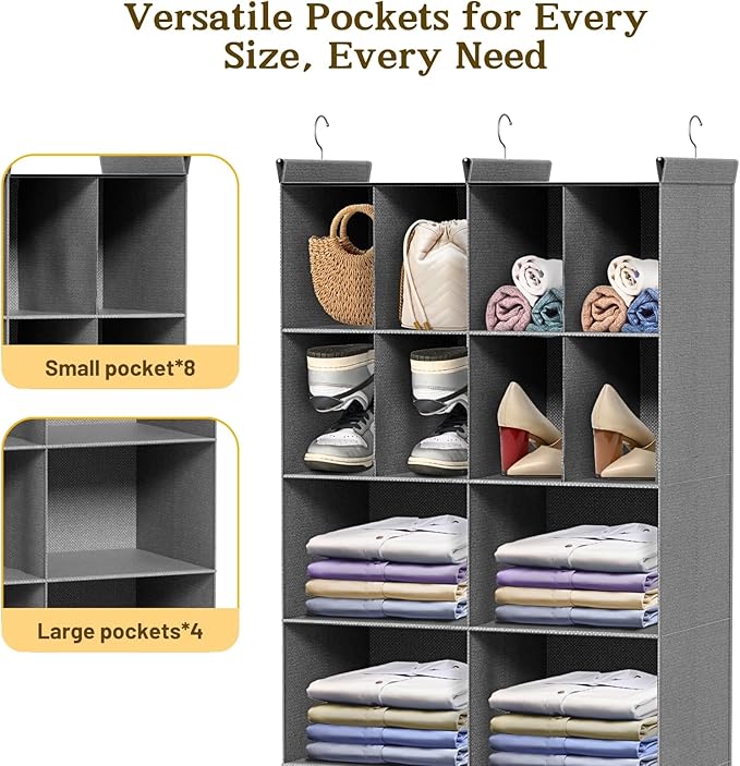 4 Tier Hanging Closet Organizer, 12 Compartments Sweater Organizer - Image 4
