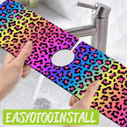 Sink Faucet Absorbing Mat Rainbow Colored Leopard Print Sink Splash Guard - Image 4