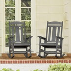 LUE BONA Outdoor Rocking Chairs Set of 2, Weather Resistant HDPS Poly Rocker Chairs, 350lb Heavy Duty, Oversized Porch Rocker for Adult, High Back Smooth Rocking Chairs for Outdoor & Indoor, Gray - Image 3