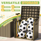 Greesum 31 Gallon Deck Box for Outside, All Weather Outdoor Storage Boxes for Patio Furniture Set, Package Delivery Box, Garden Tools, Light Coffee(Set of 2) - Image 6