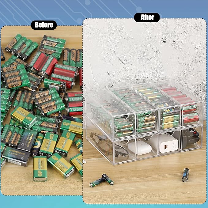 BTSKY 2 Pack Clear Acrylic Battery Storage Organizer - Image 5