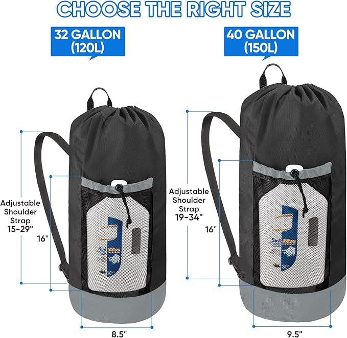 BALEINE 150L Laundry Bag Backpack, 900D Oxford Fabric Large Travel Laundry Bags - Image 3