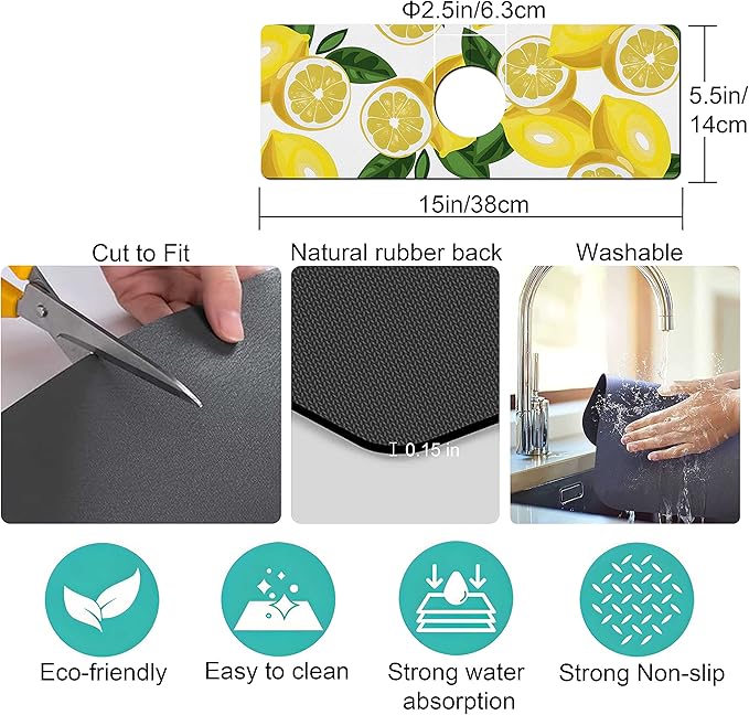 Kitchen Sink Splash Guard Faucet Mat Super Absorbent Fast Drying Mat Sink - Image 4
