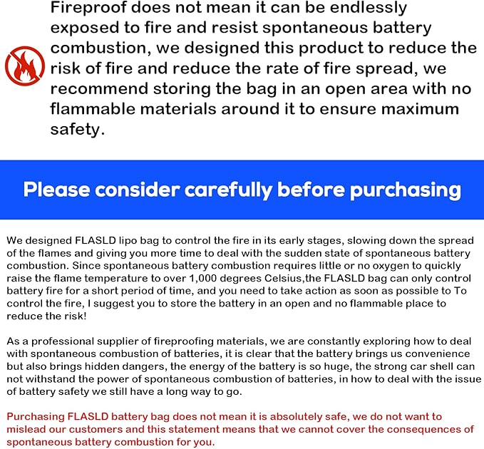 FLASLD E-Bike Battery Bag Fireproof Safe Charging Bag Explosionproof Lipo - Image 6