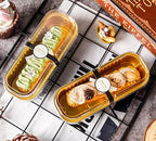 100 Pack Mini Cake Pans with Lids and Spoons Black Gold Rectangular Aluminum - Image 2