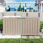 ROJIK Outdoor Storage Housing Deck Box - Waterproof Patio Furniture, Garden Tools, Cushions, Pool Accessories Storage Bench with Lockable Lid and Side Handles (Grey 78 Gal) - Image 6