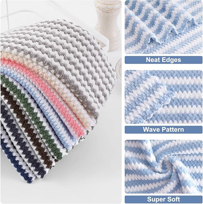 Homaxy Kitchen Towels, Ultra Soft and Absorbent Dish Towels, Reusable Fast - Image 2