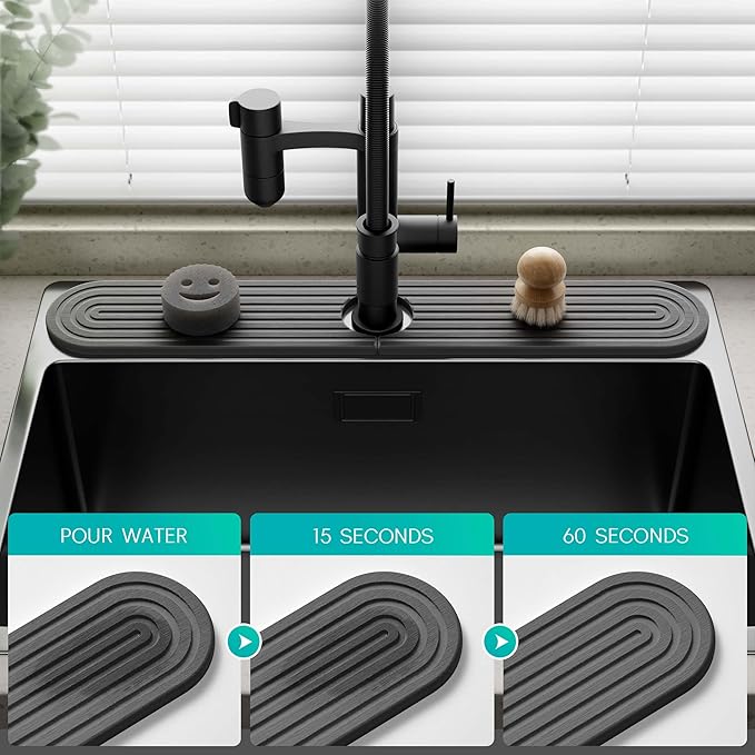 Stone Faucet Mat for Kitchen Sink – Diatomite Fast-Drying Stone Tray, Faucet - Image 4