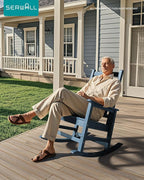SERWALL HDPE Outdoor Rocking Chair Set of 6, Patio Rocking Chairs for Adults, All Weather Outdoor Rockers for Lawn, Blue - Image 2
