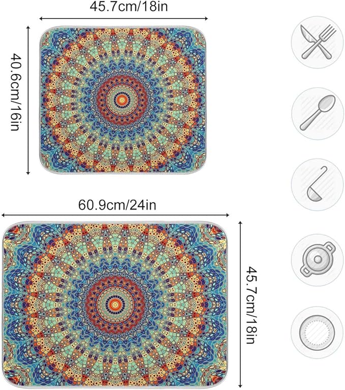 Bohemian Mandala Dish Drying Mat - Image 4
