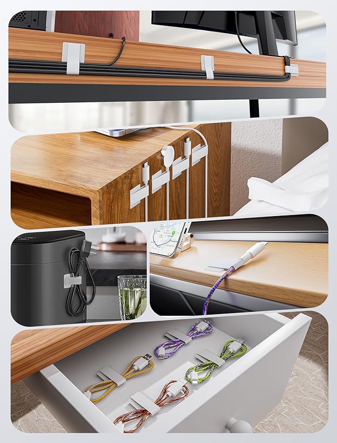 Adhesive Wire Management, Adjustable Cable Straps, Sticky-Back Cord Organizer - Image 3