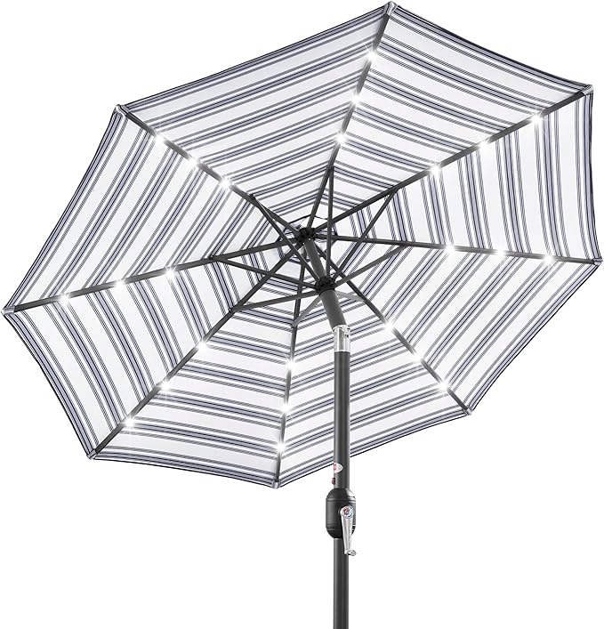 Best Choice Products 10ft Solar Polyester LED Lighted Patio Umbrella w/Tilt Adjustment and UV-Resistant Fabric by BestChoiceProducts