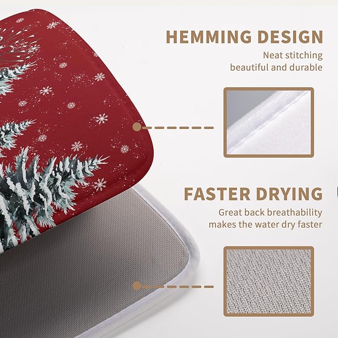 Christma Snowman Dish Drying Mat Winter Snowflake Large Kitchen Mats Dish - Image 5