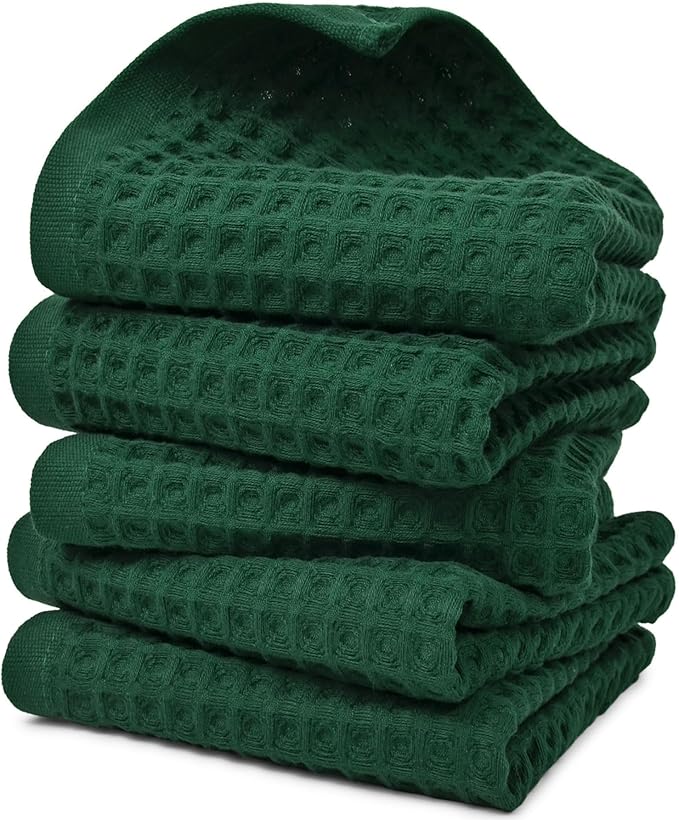 Jacquotha Waffle Hand Towels Set of 5 – Cotton, Quick Dry, Lint Free, 13” x 29” by Jacquotha