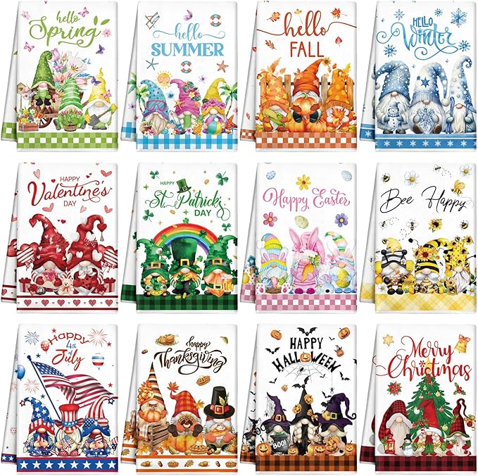12 Pcs Seasonal Kitchen Towels Set by FuWeave