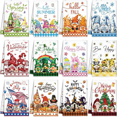 12 Pcs Seasonal Kitchen Towels Set by FuWeave