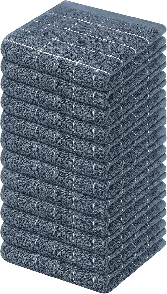 Mordimy 100% Cotton Terry Cloth Dish Cloths, Soft and Absorbent Checkered Dish by Mordimy