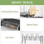 2 Tier Stainless Steel Large Capacity Dish Drainers Drying Rack - Image 8