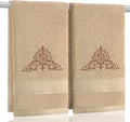 2 Pcs Damascus Hand Towels Brown Farmhouse Bathroom Decor 14x29 Inch by SmoothNovelty