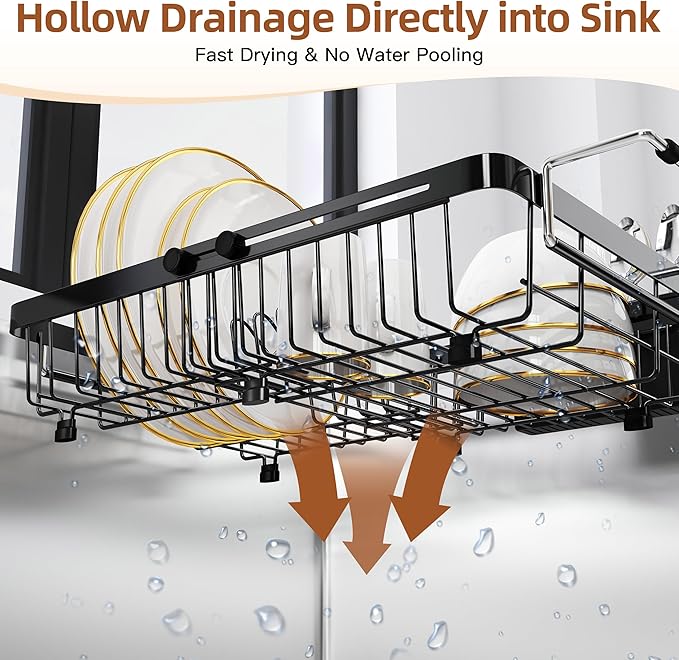 romision Expandable Dish Drying Rack Over The Sink Small Metal Stainless Steel - Image 3