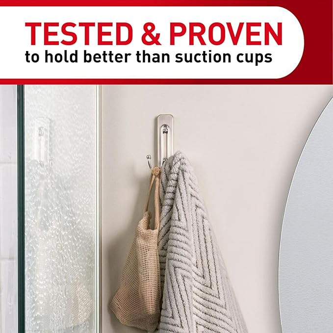 Command Large Double Bathroom Wall Hook, Damage-Free Hanging - Image 3