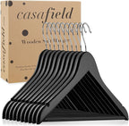 Casafield - 10 Black Wooden Suit Hangers - Premium Lotus Wood - Image 6