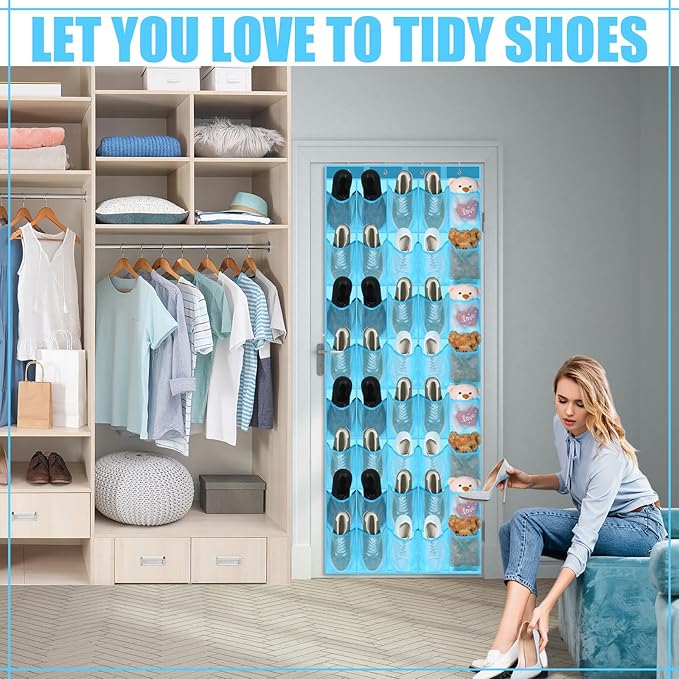 Windyun 40 over the Door Shoe Organizer Large Mesh Pocket Hanging Shoe Rack - Image 4