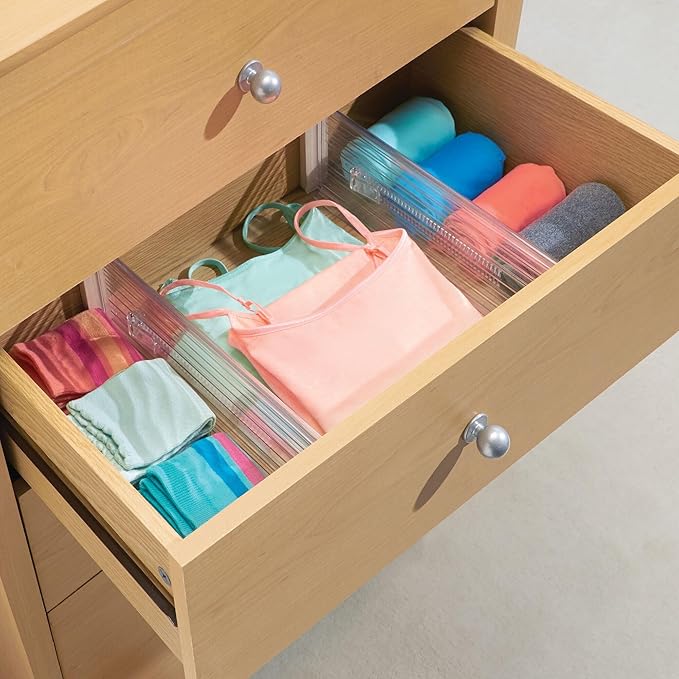 iDesign Plastic Adjustable Deep Kitchen or Dresser Drawers-Set of 8-Clear - Image 9