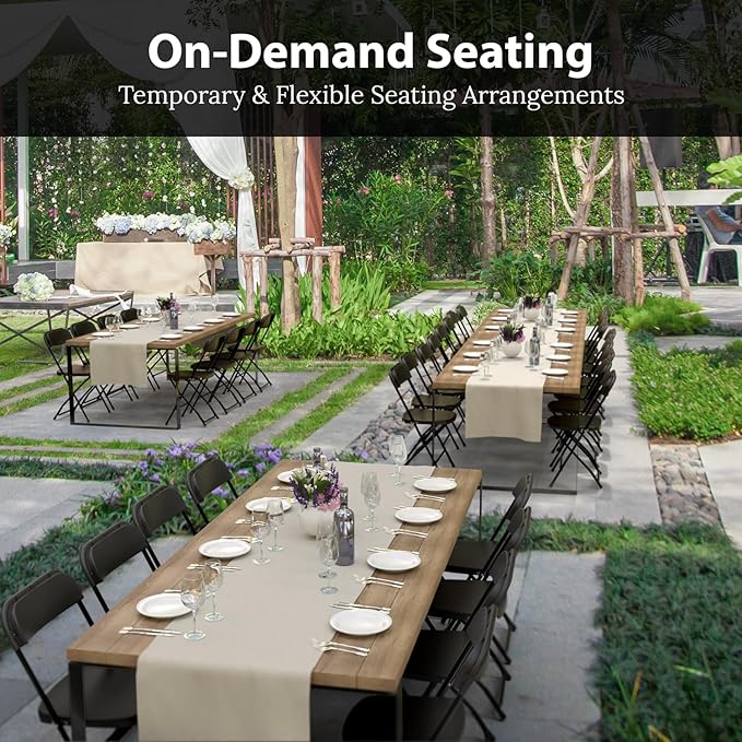 4 PACK White Foldable Plastic Chair | Folding & Stackable | 350 lbs Capacity Steel Frame Seats for Indoor Outdoor | Commercial Use Events Wedding Party Events Bulk Picnic Kitchen Dining - Image 4