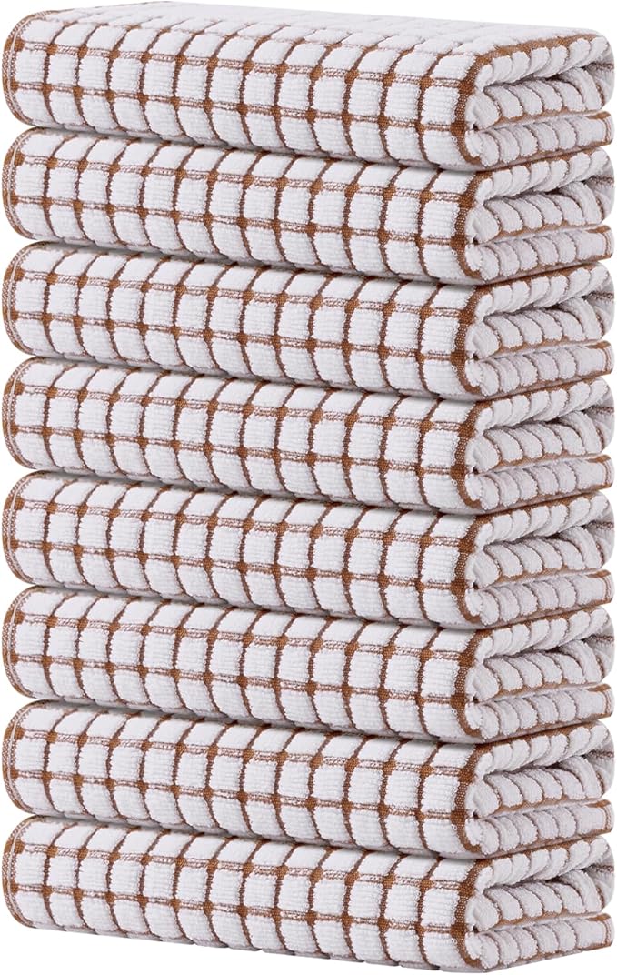 Kitinjoy Cotton 8 Pack Terry Kitchen Towels, 16 x 25 Inches Super Soft and by Kitinjoy