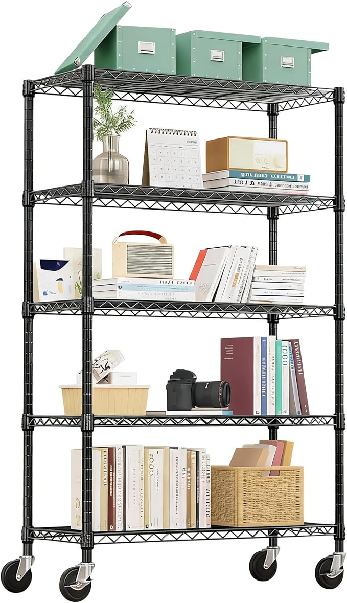 Xcity Storage Shelves, 5 Tier Heavy Duty Metal Shelving Unit, 2000 LBS Capacity Adjustable Steel Wire Shelf Organizer for Pantry, Kitchen, Garage, 14" D x 36" W x 72" H, Chrome by Unknown