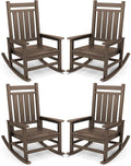 SERWALL Oversized Outdoor Rocking Chair Set of 4, HDPE Rocker for Adults, Patio Rocking Chairs for Porch, Coffee by SERWALL