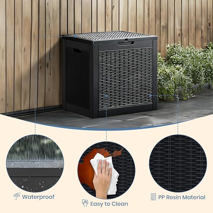 NEWBULIG 31 Gallon Deck Box, Weatherproof Resin Lockable Outdoor Storage for Secure Package Deliveries and Indoor Storage in Garden or Patio, Backyard - Image 4