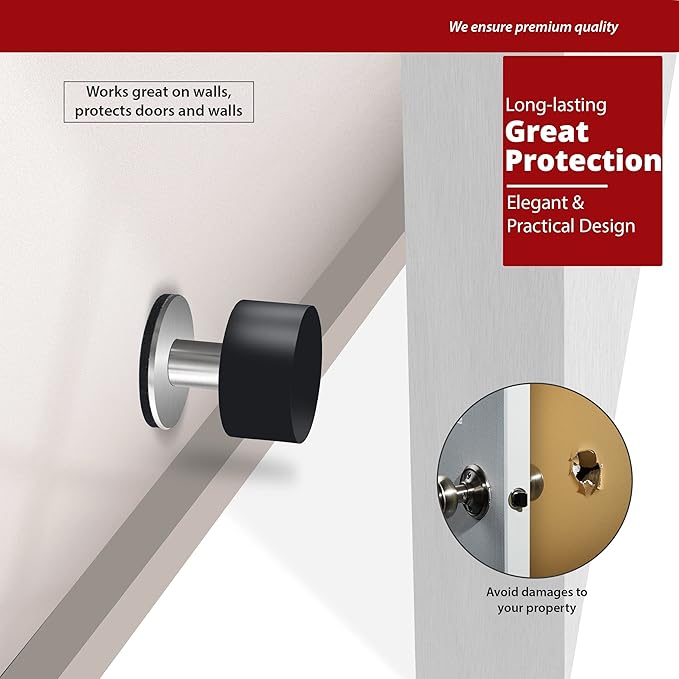 2 Pack Door Stoppers Stop with Extra Stickers, Self-Adhesive Door Stops with - Image 2