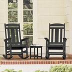 LUE BONA Outdoor Rocking Chairs Set, 3-Piece, HDPS Poly Porch Rockers with Table, Plastic Weather Resistant Rocking Chair Set for Outdoor Indoor, Garden, Backyard, 350lb, Black Chairs+Table - Image 2