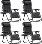 Homall Zero Gravity Chair Patio Folding Lawn Outdoor Lounge Gravity Camp Reclining Lounge Chair with Cup Holder Pillows for Poolside Backyard and Beach Set of 4 (Black) by Homall